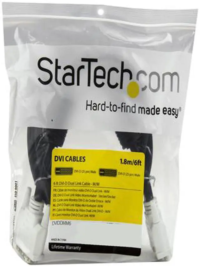 Alt view image 5 of 5 - StarTech.com DVIDDMM6 Dual Link DVI Cable - 6 ft - Male to Male - 2560x1600 - DVI-D Cable - Computer Monitor Cable - DVI Cord - Video Cable