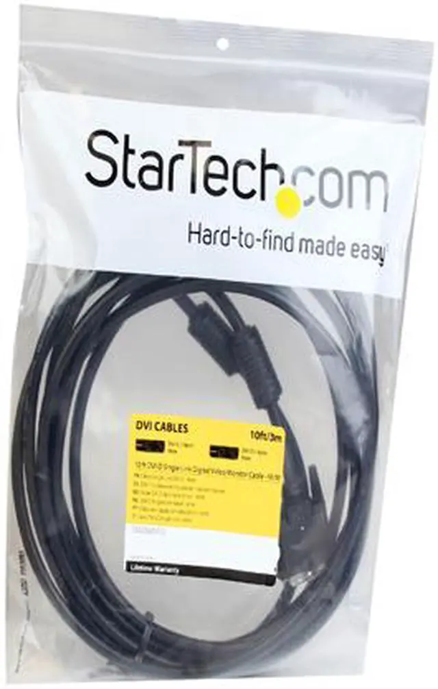 Alt view image 4 of 4 - StarTech DVIDSMM10 10 ft. DVI-D Single Link Cable - Male to Male DVI-D Digital Video Monitor Cable - DVI-D M/M - Black 10 Feet - 1920 x 1200