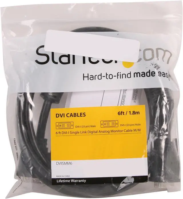 Alt view image 3 of 3 - StarTech.com DVIISMM6 Black Male to Male DVI-I Single Link Digital Analog Monitor Cable