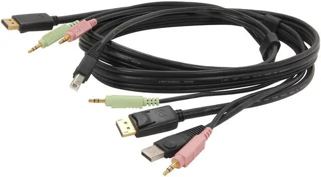 Alt view image 2 of 3 - StarTech.com DP4N1USB6 6ft 4-in-1 USB DisplayPort® KVM Switch Cable w/ Audio & Microphone