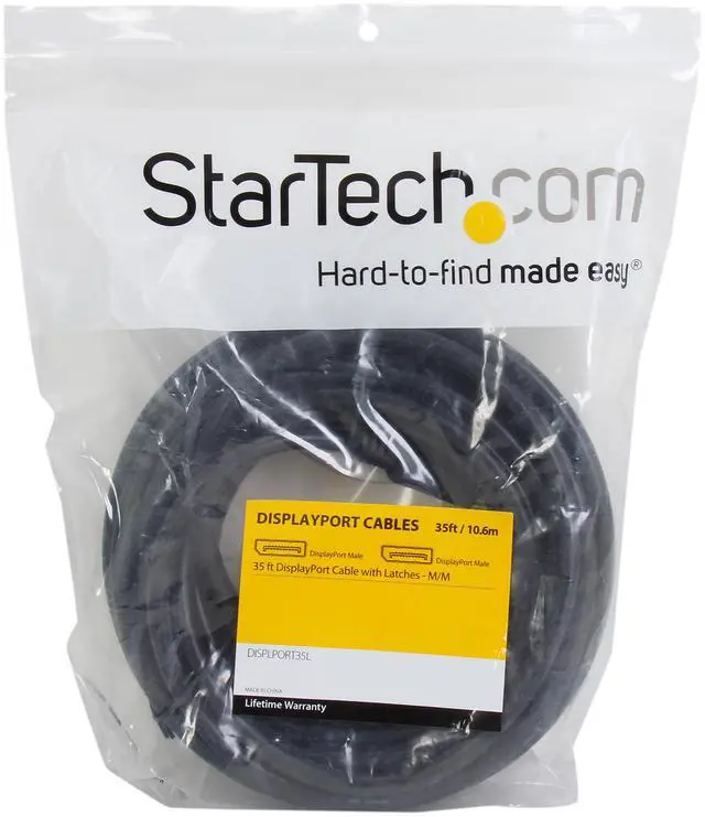 Alt view image 3 of 3 - StarTech.com DISPLPORT35L 35 ft. Black Connector A: 1 - DisplayPort Male Connector B: 1 - DisplayPort Male DisplayPort Cable with Latches Male to Male