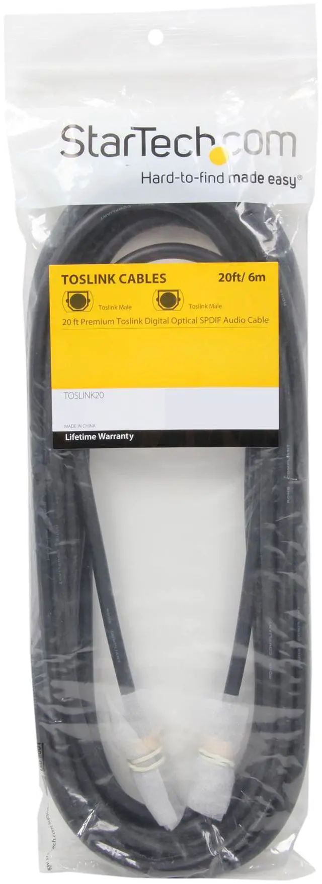 Alt view image 3 of 3 - StarTech.com Model TOSLINK20 20 ft. Premium Toslink Digital Optical SPDIF Audio Cable Male to Male