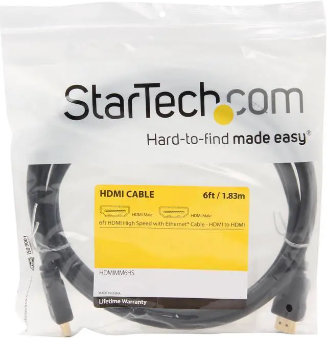 Alt view image 3 of 3 - StarTech.com HDMIMM6HS 6 ft High Speed HDMI Cable with Ethernet - Ultra HD 4k x 2k HDMI Cable - HDMI to HDMI M/M - 1080p Audio/Video, Gold-Plated