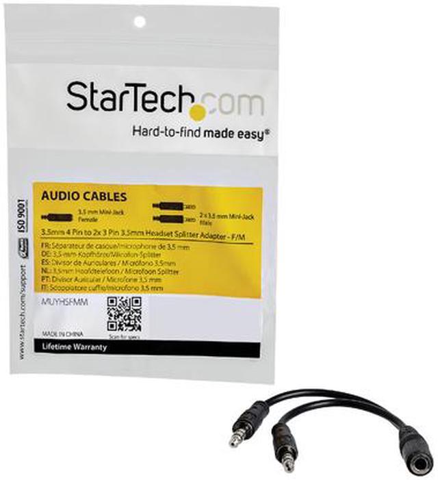 Alt view image 4 of 4 - StarTech.com MUYHSFMM 3.5mm 4 Position to 2x 3 Position 3.5mm Headset Splitter Adapter - F/M - 3.5mm headset Adapter Cable