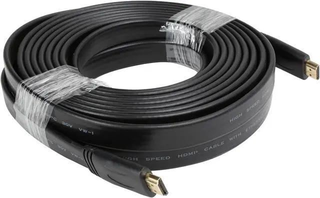 Alt view image 2 of 3 - StarTech.com HDMIMM25FL 25 ft. Black Flat High Speed HDMI Cable with Ethernet Male to Male