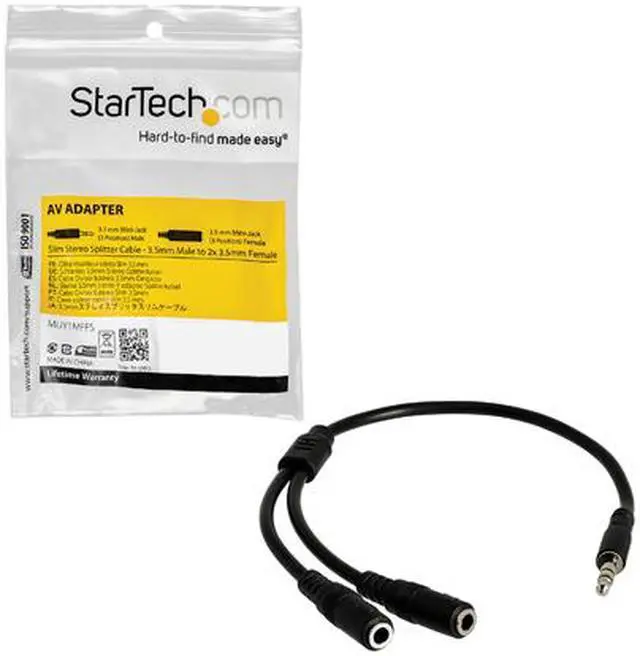 Alt view image 5 of 5 - StarTech.com MUY1MFFS Slim Stereo Splitter Cable - 3.5mm Male to 2x 3.5mm Female - Slim Phono Stereo Y Cable