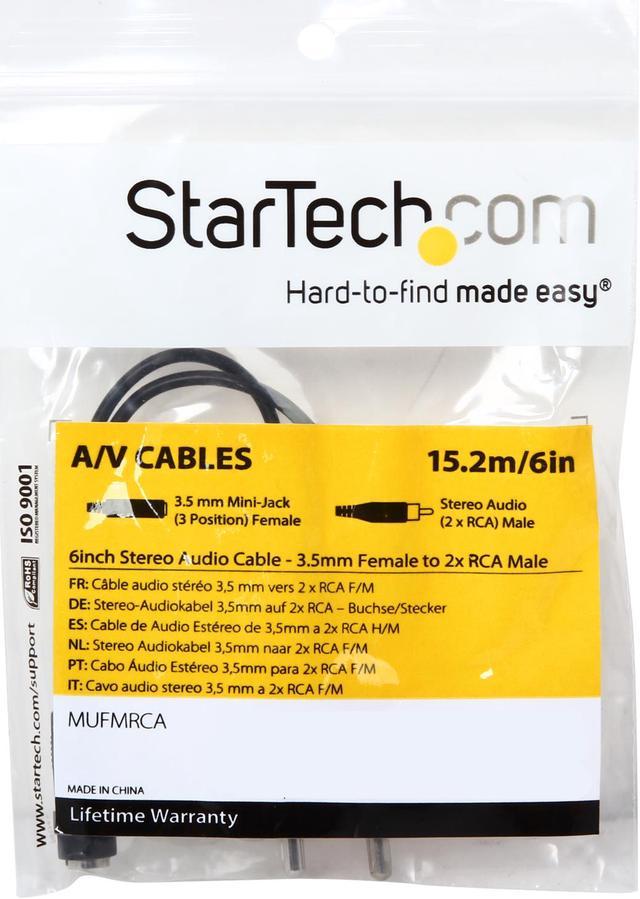 StarTech.com Stereo Audio Cable - 3.5mm Female to 2x RCA Male - MUFMRCA -  Audio & Video Cables 