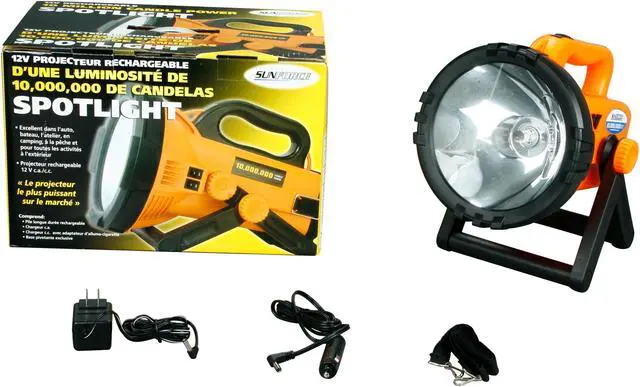 Alt view image 8 of 8 - Sunforce 77760 12V AC/DC Rechargeable 10,000,000 Candle Power Spotlight