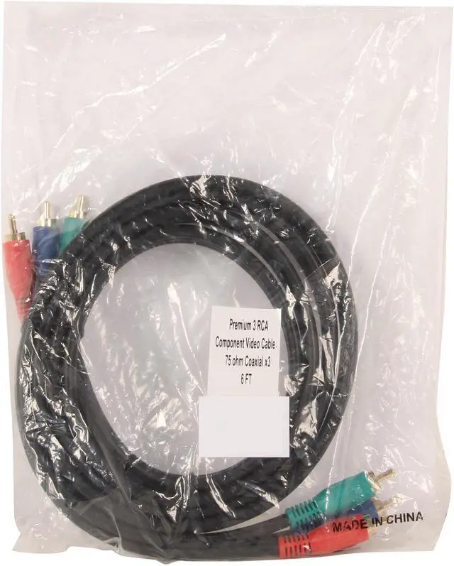 Alt view image 3 of 3 - BYTECC P3V-6 6 ft. Component RGB video Cable - GOLD Plated, Black Jacket