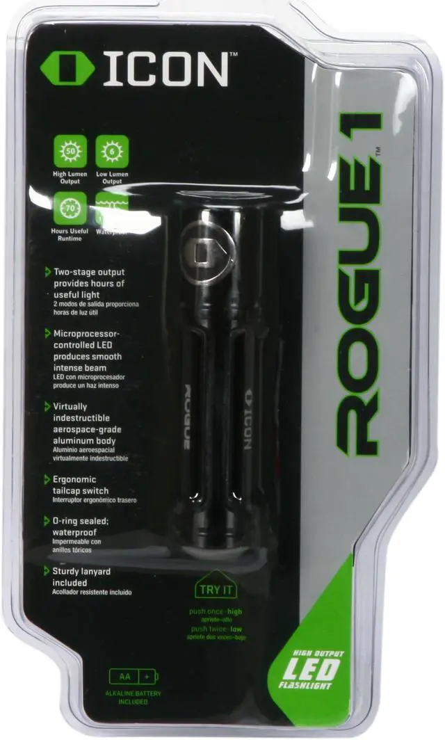 Alt view image 4 of 4 - Icon Light RG101A Rogue 1 Black Alluminum Flashlight 50 Lumen