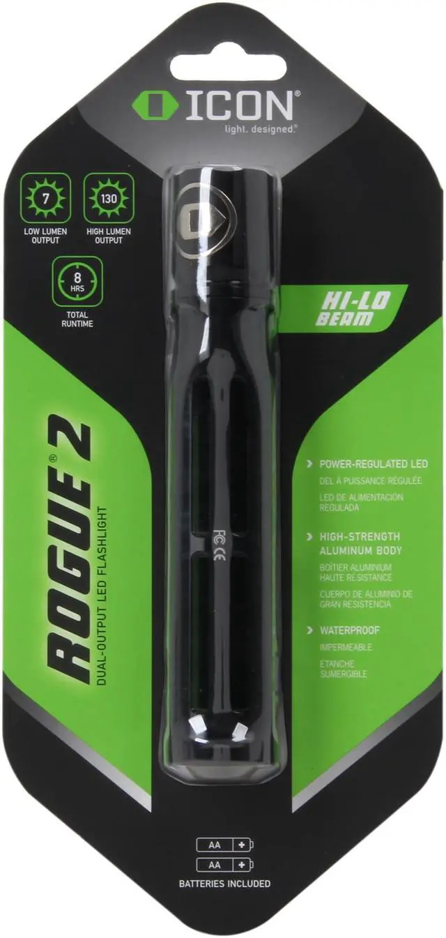 Alt view image 6 of 6 - Icon Light RG201B Rogue 2 Black Aluminum Flashlight 130L/6L