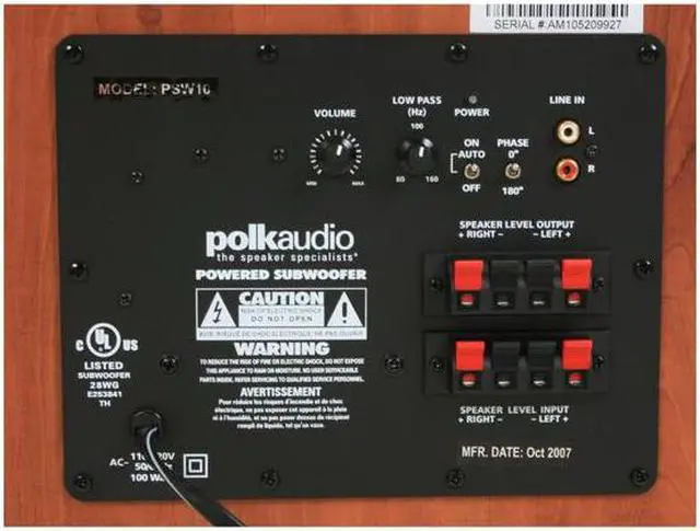 Alt view image 6 of 8 - Polk Audio PSW Series PSW10 Cherry 10-inch Powered Subwoofer Single