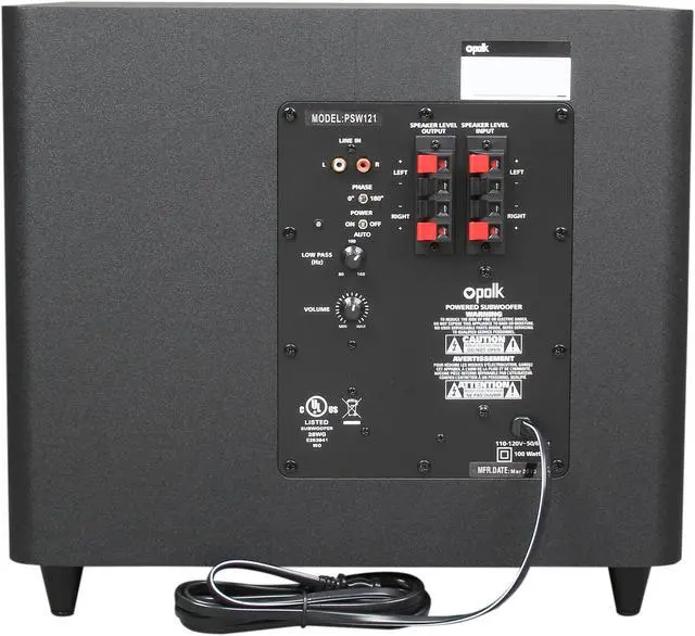Alt view image 4 of 6 - Polk Audio PSW121 12" Subwoofer with 100 Watts Dynamic Power (Black) Single