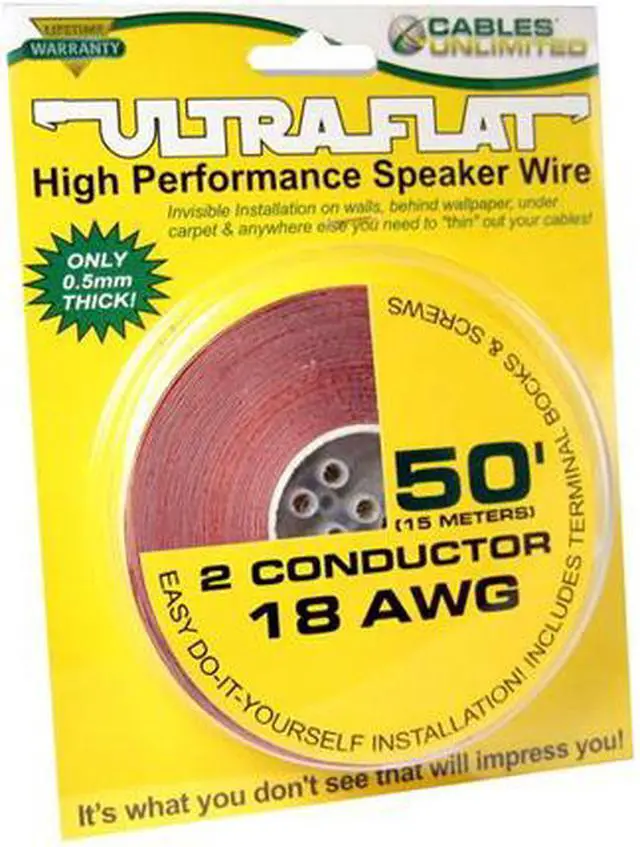 Alt view image 3 of 3 - CABLES UNLIMITED Model AUD-5400-50 50 feet 2 Conductor UltraFlat 18AWG Speaker Wire