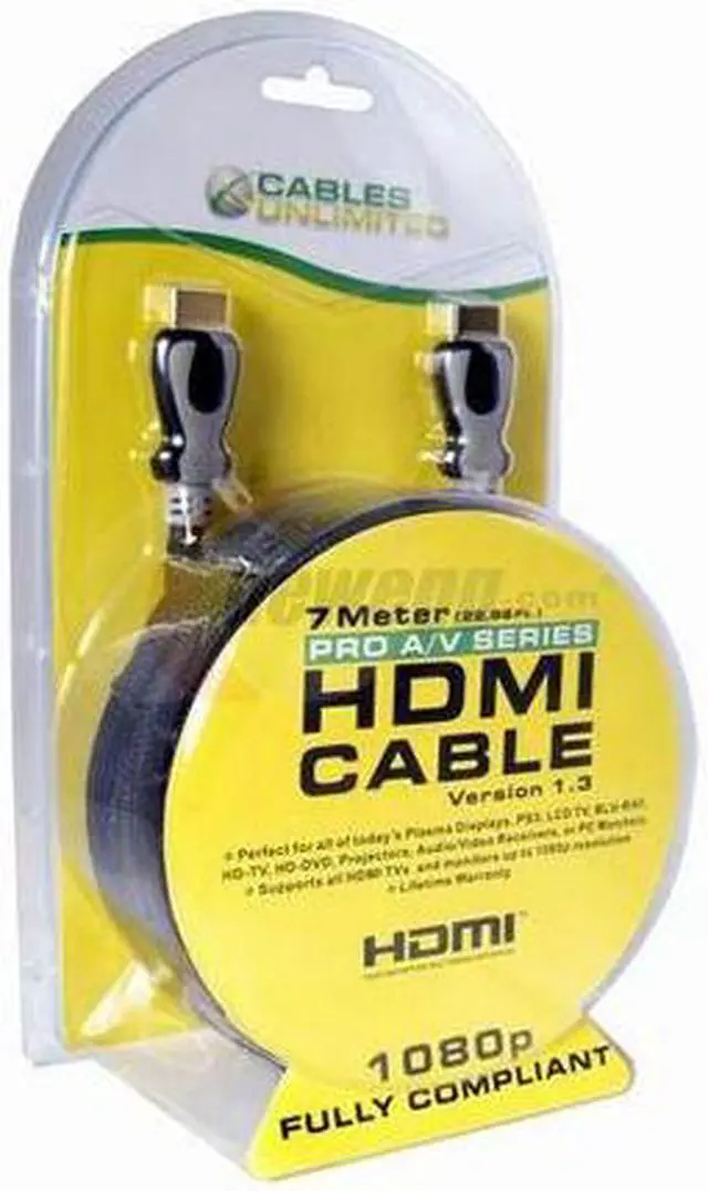 Alt view image 4 of 4 - CABLES UNLIMITED PCM-2295-07M 23 ft. Black Pro A/V Series High Speed HDMI Cable Male to Male