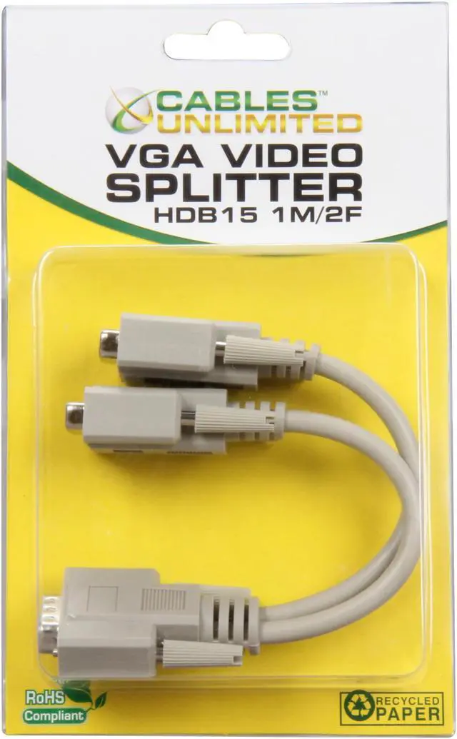 Alt view image 4 of 4 - CABLES UNLIMITED PCM-2250 VGA HDB15 1M and 2F Splitter