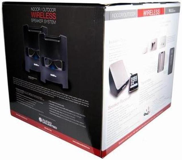 Alt view image 12 of 12 - CABLES UNLIMITED SPK-24GX-DUO Pair 2.4GHz Wireless Indoor/Outdoor Stereo Speaker Pair w/ Remote & Dual Power Transmitter - Black
