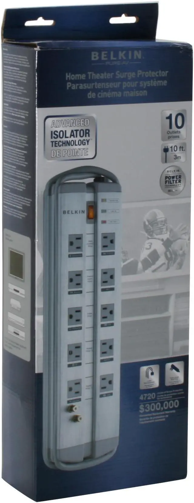 Alt view image 6 of 6 - Belkin Pure AV F9A1033fc10 10 Outlet Isolator Home Theater Surge Protector