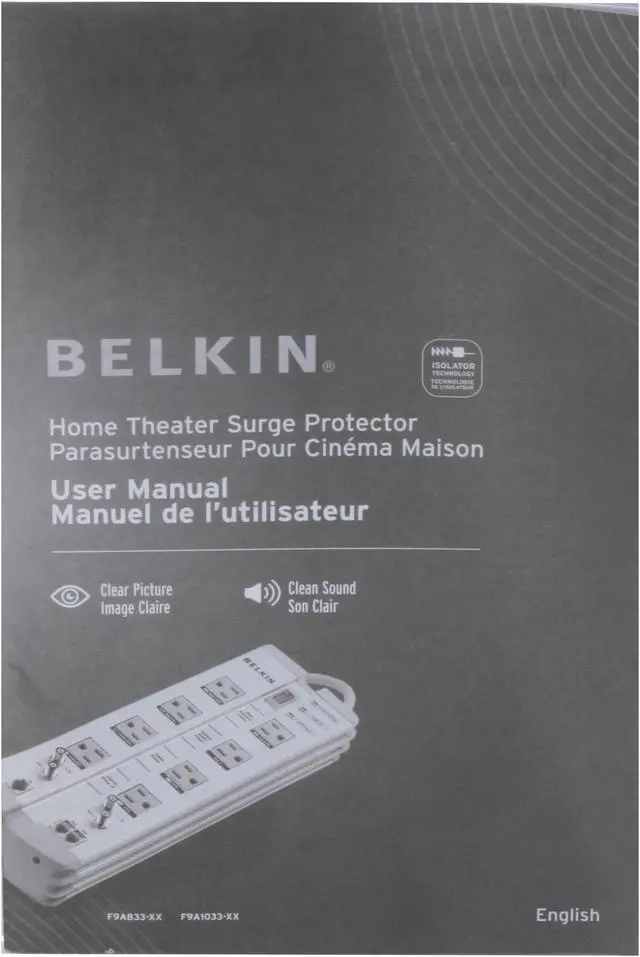 Alt view image 5 of 6 - Belkin Pure AV F9A1033fc10 10 Outlet Isolator Home Theater Surge Protector