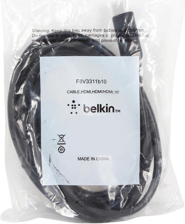 Belkin HDMI Cable with Ethernet, 10ft, 4K - HDMI 2.0/4K Compatible, Black,  HDMI to HDMI, M/M - F8V3311B10 - Audio & Video Cables 