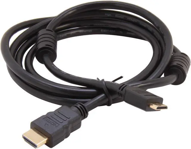 Alt view image 2 of 3 - HDM-MINIBB-HSE6BK 6 ft. Black Mini HDMI Gold Plated Connector Cable with Ethernet & Ferrites - OEM