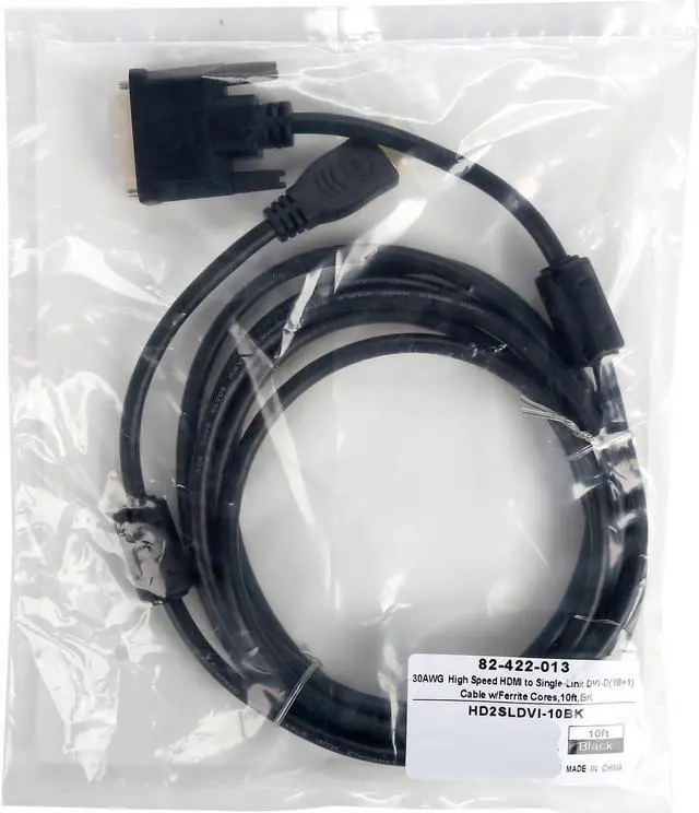 Alt view image 3 of 3 - Coboc HD2SLDVI-10BK Black Color 10 ft.30AWG High Speed  HDMI to DVI-D(18+1) Adapter Cable w/Ferrite Cores - 1920 x 1080p