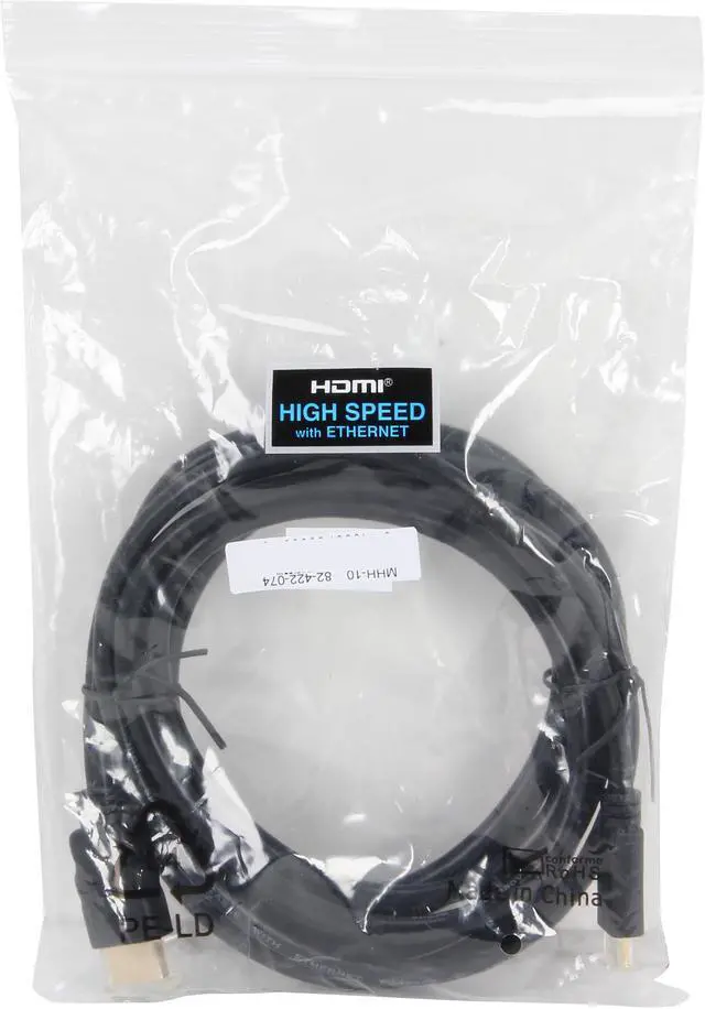 Alt view image 3 of 3 - Coboc MHH-10 10 ft. Black HDMI to Mini HDMI, Type A to Type C High Speed HDMI Male to Mini HDMI Male Cable with Ethernet, Male to Male