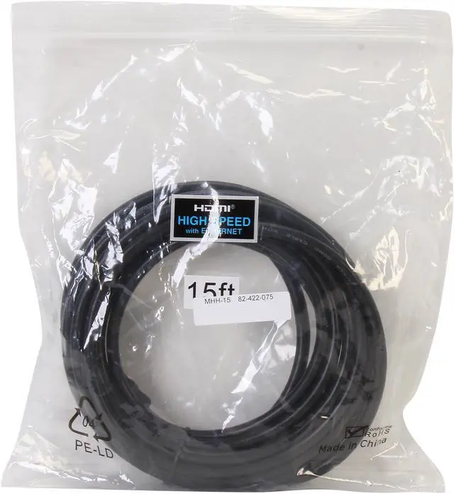 Alt view image 3 of 3 - Coboc MHH-15 15 ft. Black HDMI to Mini HDMI, Type A to Type C High Speed HDMI Male to Mini HDMI Male Cable with Ethernet, Male to Male