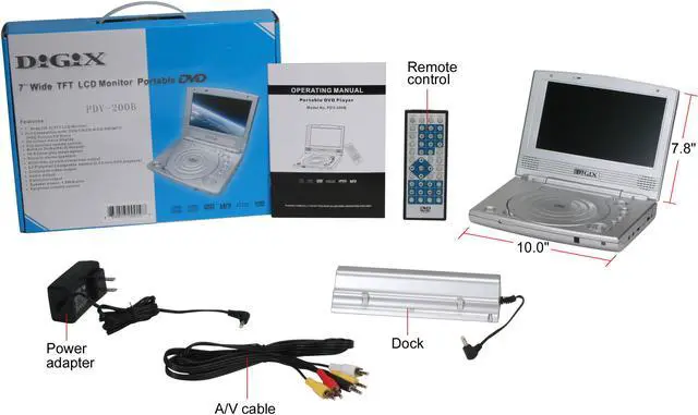 Alt view image 5 of 5 - DIGIX PDV200B 7" Portable DVD Player