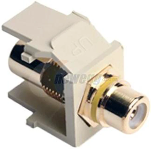 Main image of Leviton 40830-BIY QuickPort RCA Jack Connector, Yellow Stripe