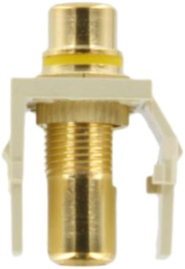 Alt view image 2 of 2 - Leviton 40830-BIY QuickPort RCA Jack Connector, Yellow Stripe