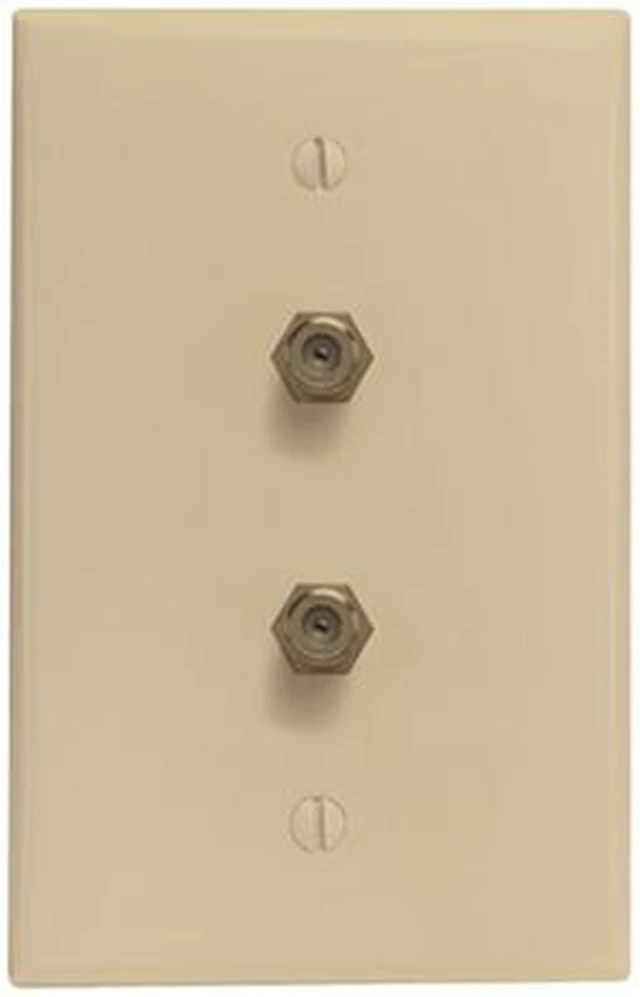 Main image of LEVITON 40982-I F-Connector Wallplate (Duplex; Ivory)