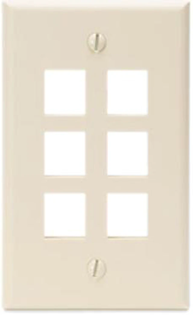 Main image of Leviton 41080-6TP QuickPort Wallplate, single gang, 6-port