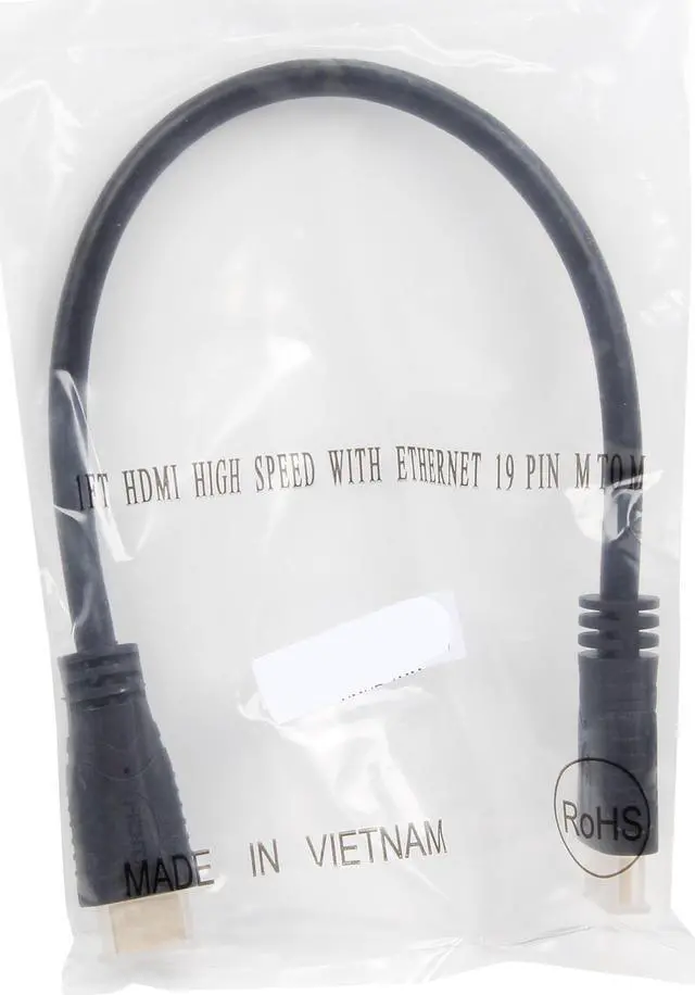 Alt view image 3 of 3 - Kaybles 1ft NMHD-1MM 1 ft. High Speed HDMI Cable with Ethernet, Black, CL2 Rating, 28AWG Gold Plated M-M 1 feet - OEM