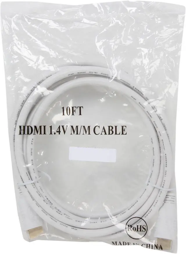 Alt view image 3 of 3 - Kaybles 10ft NMHD-10MM-WT 5 - 10 ft. High Speed HDMI Cable with Ethernet,White,CL2 rating,28AWG Gold Plated M-M 10 feet - OEM
