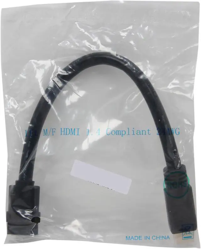 Alt view image 3 of 3 - Kaybles NMHD-1MF-24 11" - 15" High Speed HDMI Cable with Ethernet,Black,CL2 rating,24AWG Gold Plated M-F - OEM