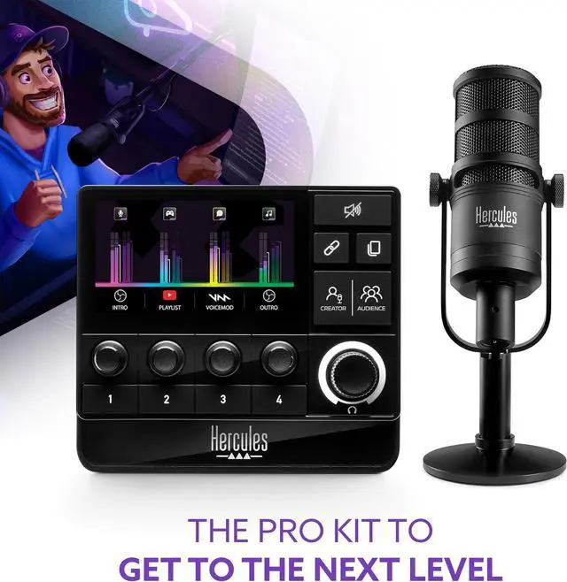 Alt view image 2 of 3 - Hercules 4781070 Stream Essentials Kit - Includes Stream 200 + Microphone HXD-700 XLR microphone - 3 months Voicemod Pro - Core Streaming Apps pre-integrated (OBS, Streamlabs)