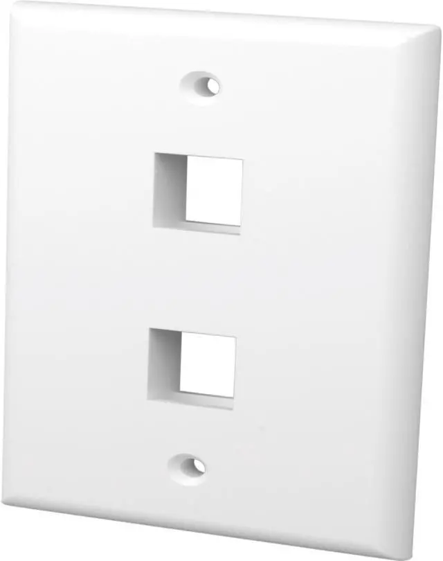 Alt view image 2 of 2 - Vanco 820102 2 Ports White Multi-Media Keystone Wall Plates