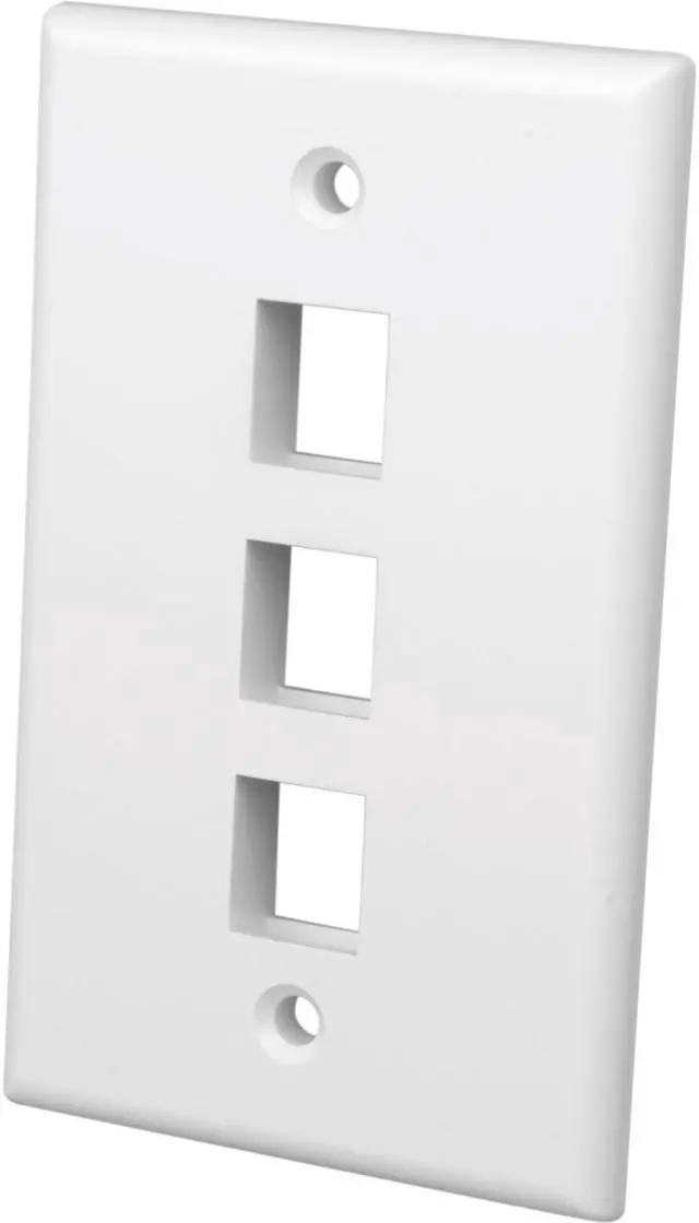 Alt view image 2 of 2 - Vanco 820103 3 Ports White Multi-Media Keystone Wall Plates