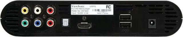 Alt view image 4 of 5 - ViewSonic VMP70 1080p Digital Media Player w/2 USB, HDMI, Composite, Component & SPDIF