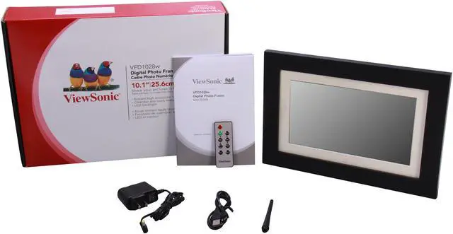 Alt view image 7 of 7 - ViewSonic 10.1" digital photo frame, high 1024x600 resolution, 128MB, calendar/clock, auto on/off, LED backlight & remote control