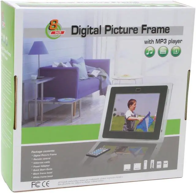 Alt view image 7 of 7 - Ziga CRDMPE8-NUS-CA 8" 8" 640 x 480 resolution Digital Picture Frame with integrated MP3 player and video support