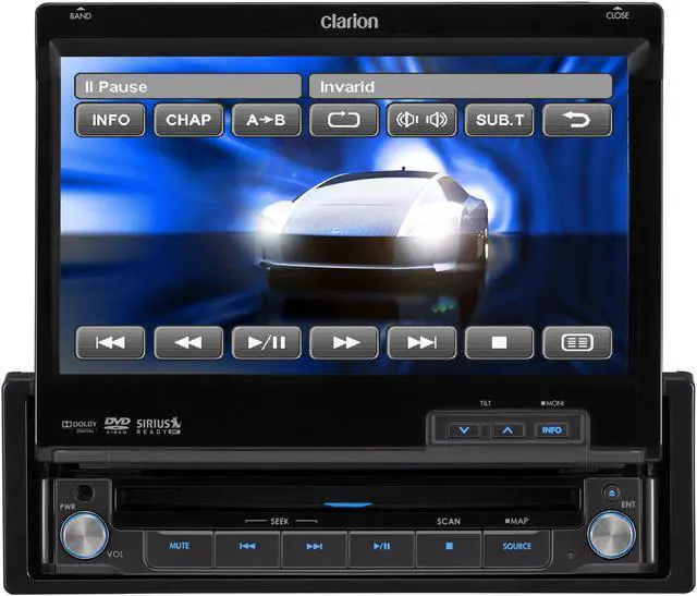 Alt view image 2 of 8 - Clarion 160W AM/FM DVD/CD player with 7" Flip-Out Touch Screen (VZ409)