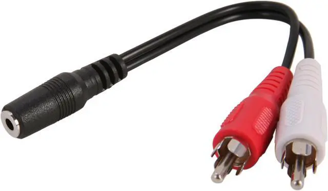 Main image of Coboc 6 inch 3.5mm Stereo Female to 2 RCA Male Cable  (Black)