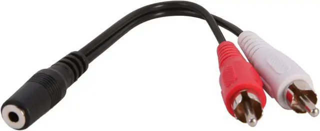 Alt view image 2 of 3 - Coboc 6 inch 3.5mm Stereo Female to 2 RCA Male Cable  (Black)