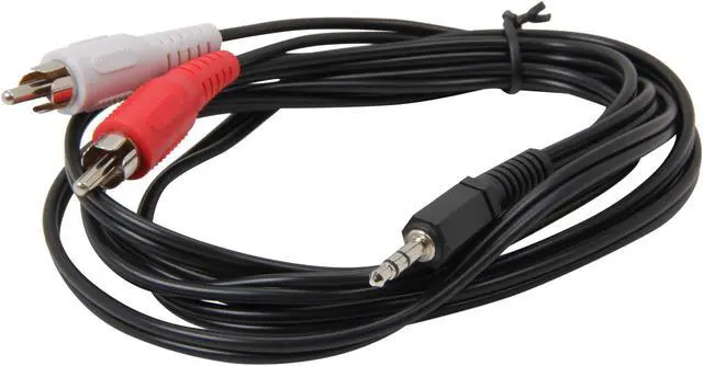 Alt view image 2 of 3 - Coboc 6 ft. 3.5mm Stereo Male to 2 RCA Male Cable (Black)