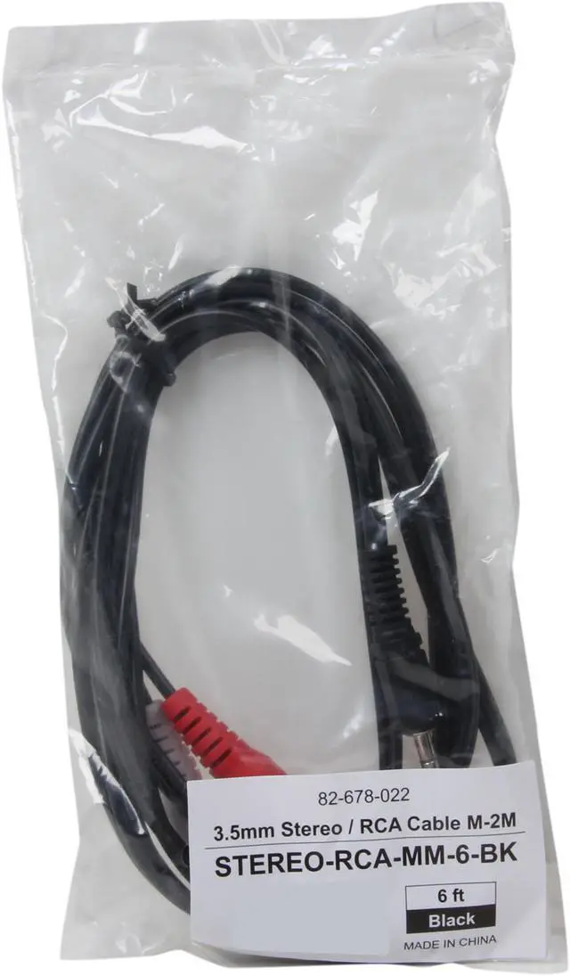 Alt view image 3 of 3 - Coboc 6 ft. 3.5mm Stereo Male to 2 RCA Male Cable (Black)