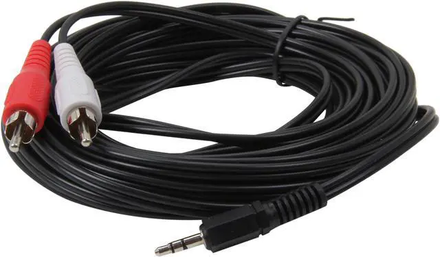 Alt view image 2 of 3 - Coboc 25 ft. 3.5mm Stereo Male to 2 RCA Male Cable (Black)