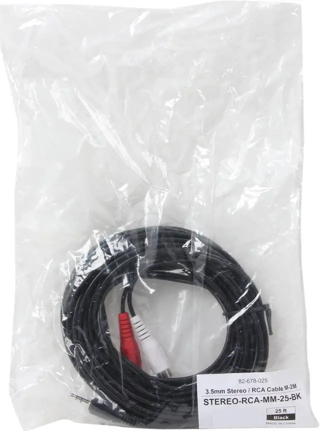 Alt view image 3 of 3 - Coboc 25 ft. 3.5mm Stereo Male to 2 RCA Male Cable (Black)