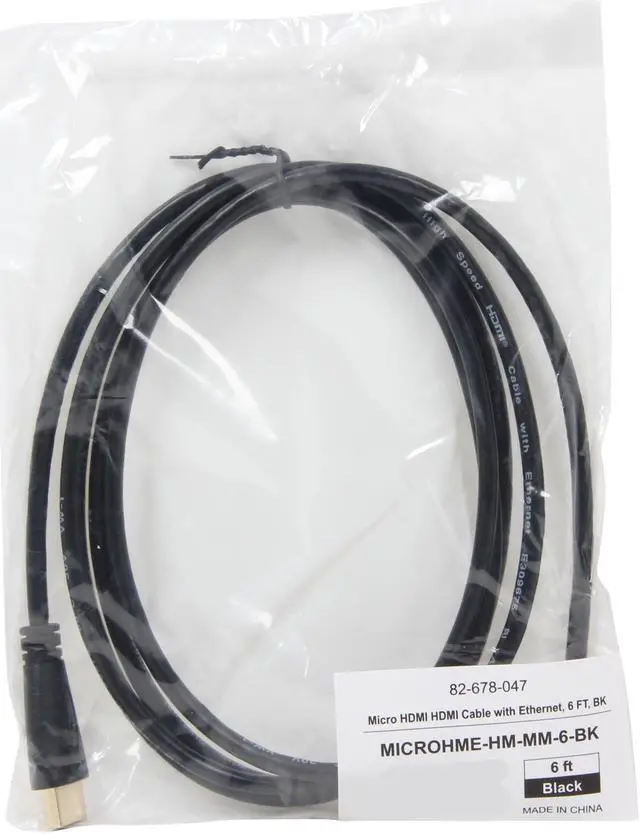 Alt view image 3 of 3 - Coboc 6 ft. High Speed HDMI Cable with Ethernet - Micro HDMI Male to HDMI Male (Black)